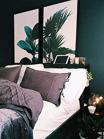 Deep dark green bedroom