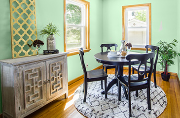 Seafoam green dinning room