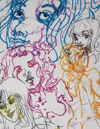 Line drawings at different angles, of different human forms.