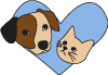 logo of adopt don't shop featuring a cat and dog