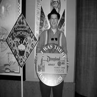 Black and white picture of me holding an I was there sign