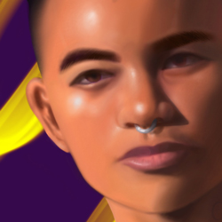 Painting of an asian male