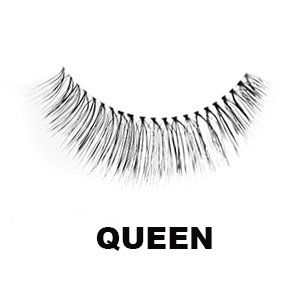 Light lashes called Queen. Invisible band with a very thin layer of straight black lashes.