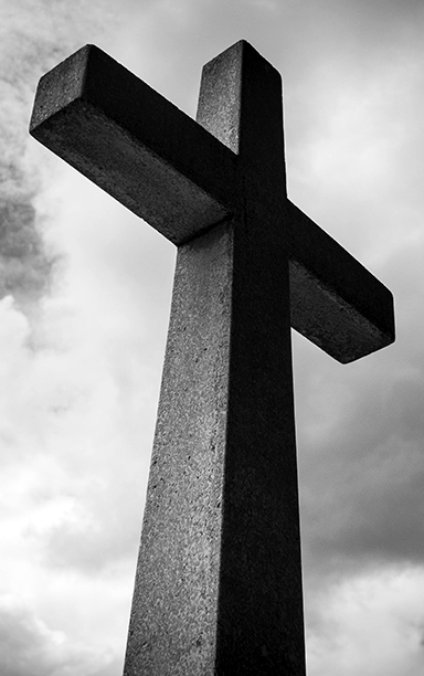 A Christian cross made of stone