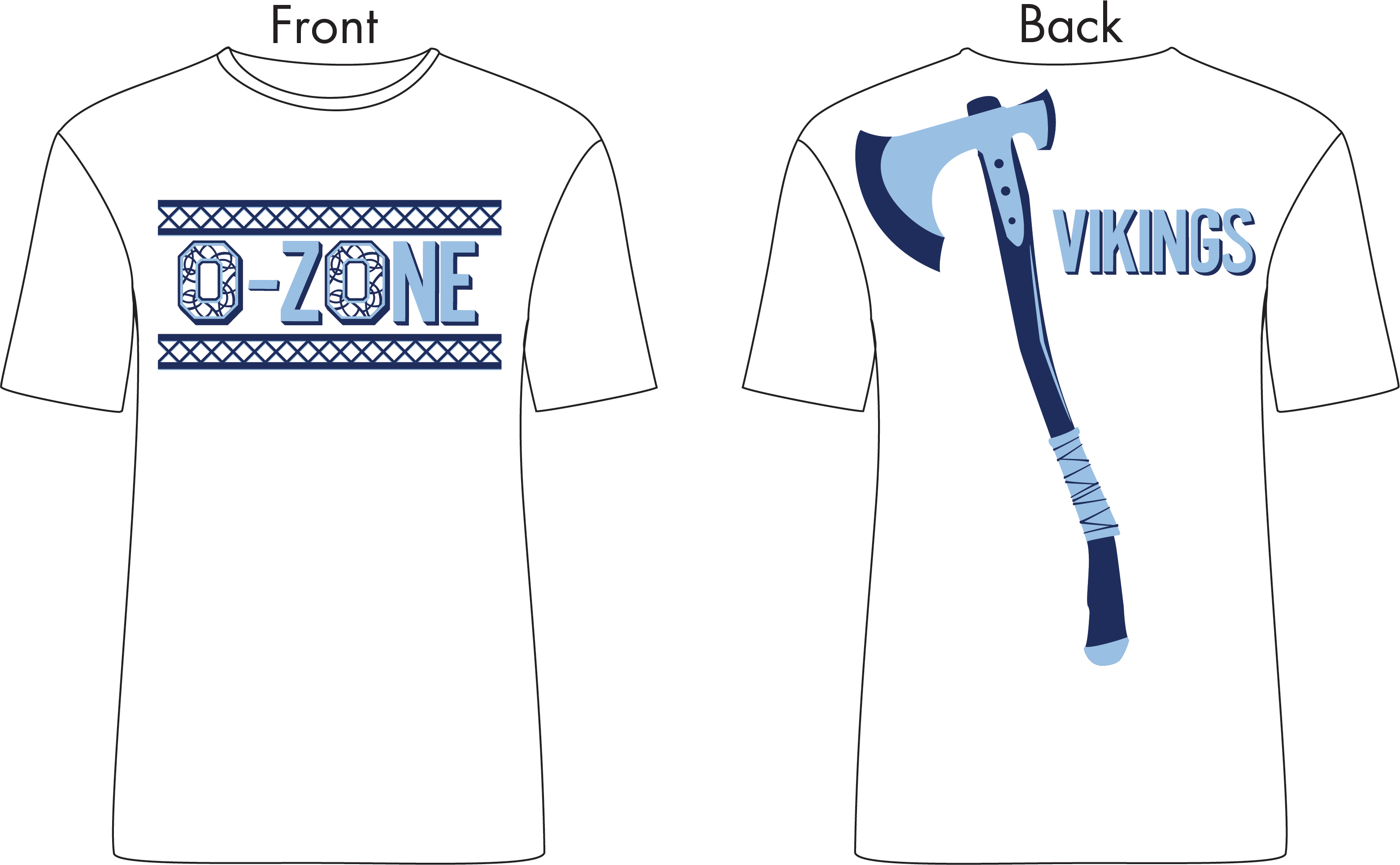The front and back of the Oakmont Highschool O-Zone spiritwear t-shirts for 2019.