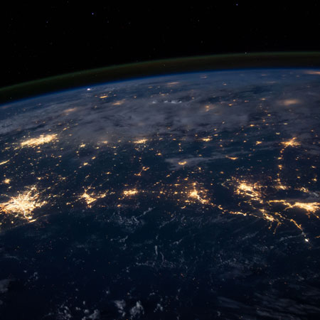 The planet, Earth as seen from outer space.