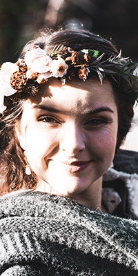 portrait of bride with flower crown