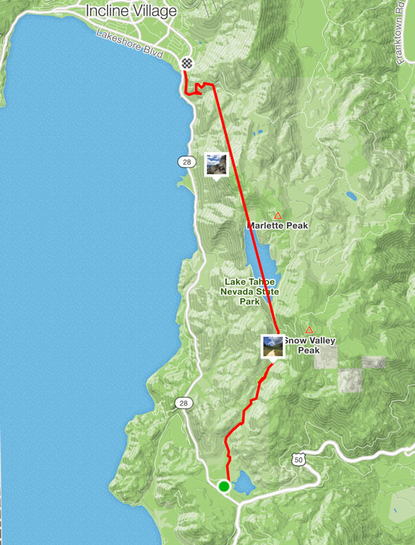 map with the trail marked in red
