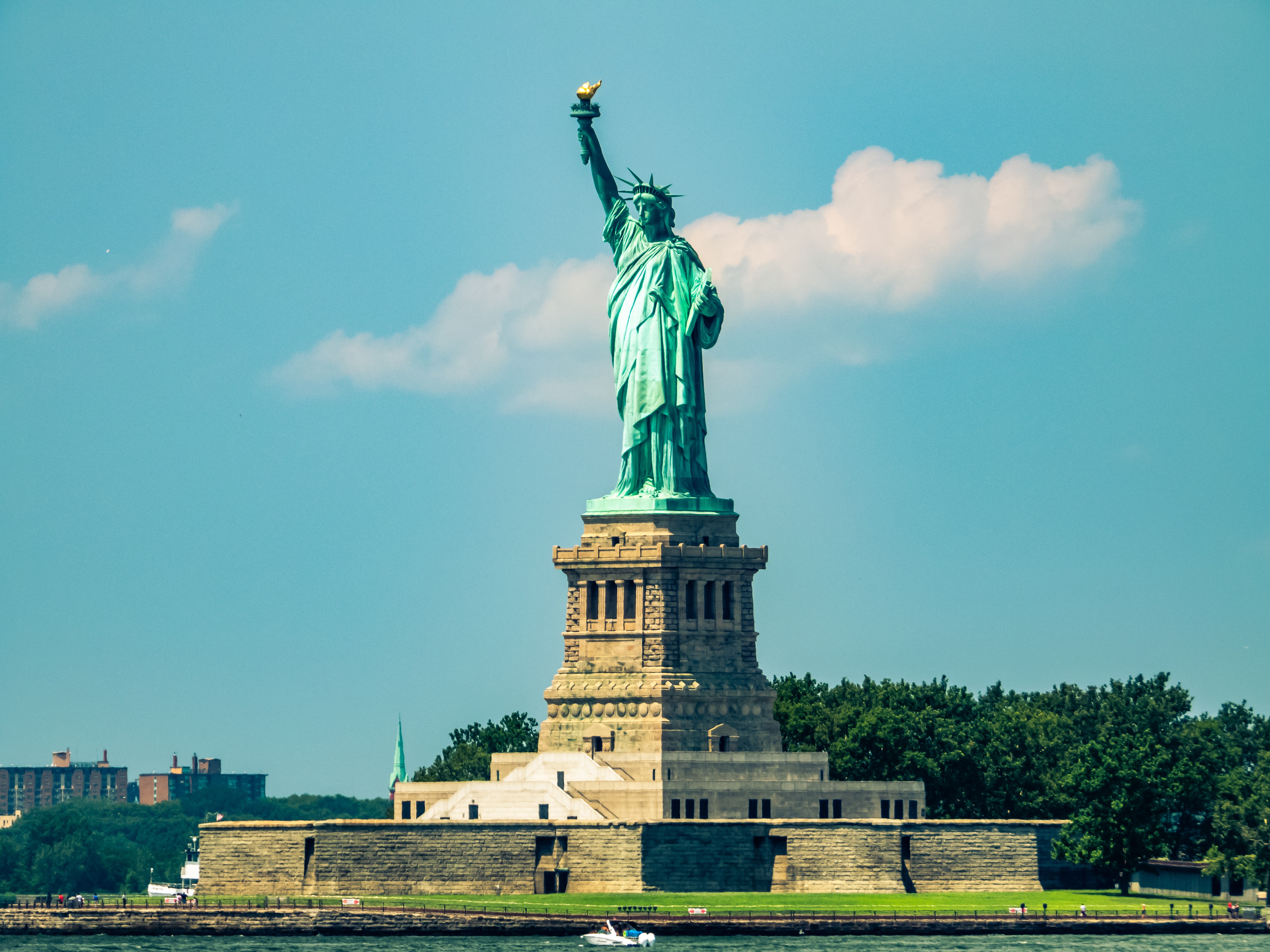 View of Statue of Liberty from distance