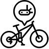 bicycle with speech bubble containing a multitool