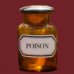 a potion bottle labled Poison