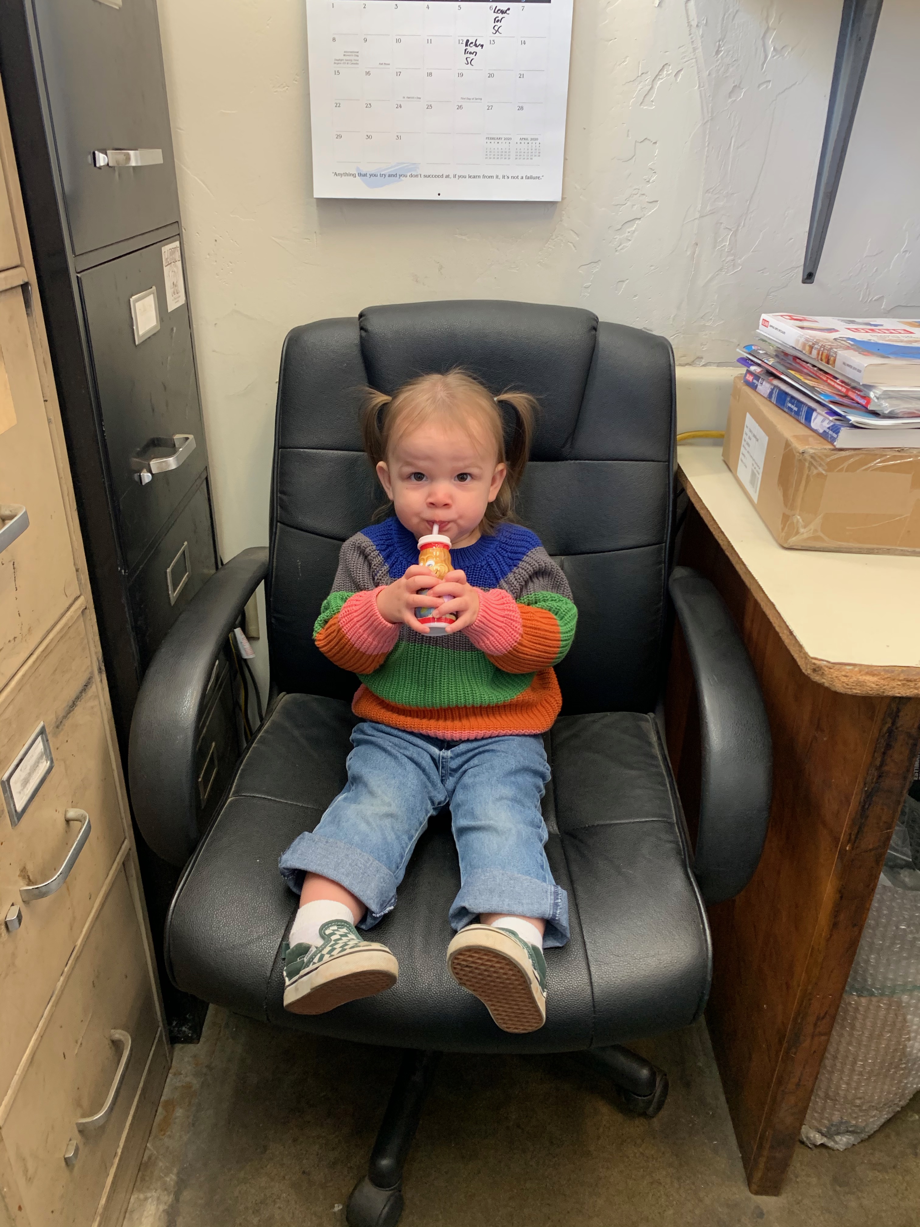 little girl in chair