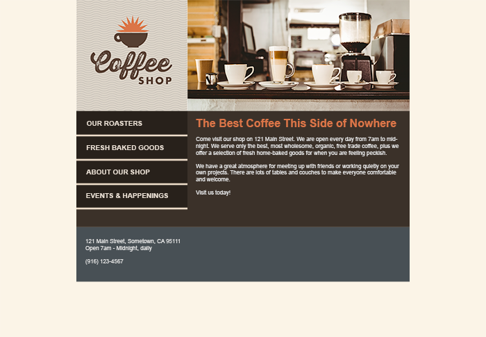coffee shop site via flex