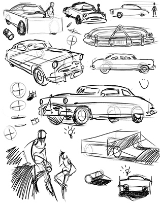 Sketches of cars