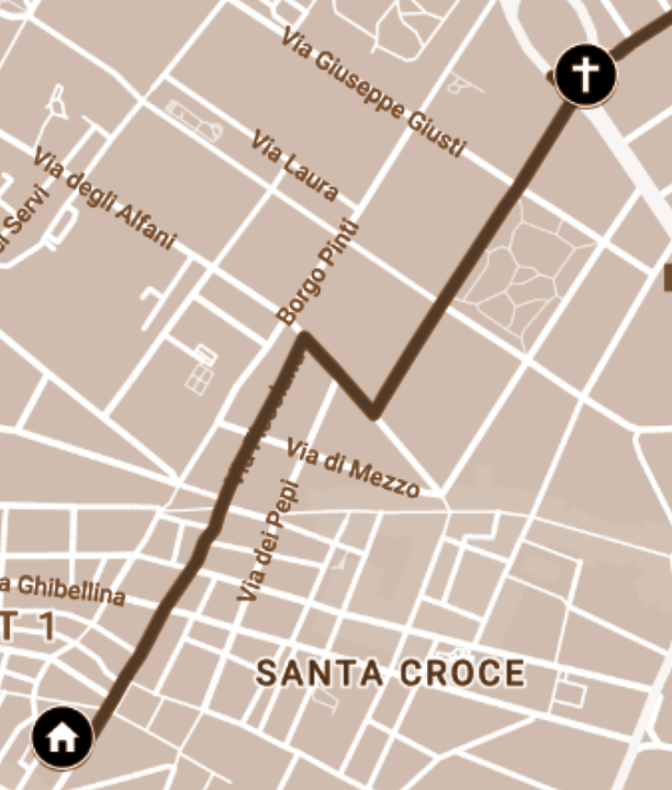 Walking directions for steps 1.1 - 1.3. View on google maps: https://goo.gl/maps/Dtufnujkv1TSThA57