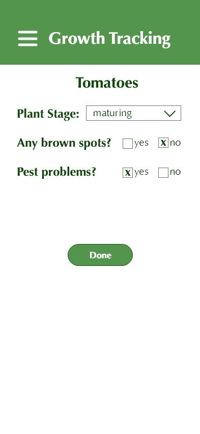 screenshot of growth tracking