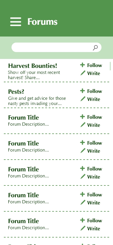 screenshot of forums