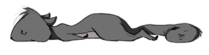 A drawing of a squirrel laying down