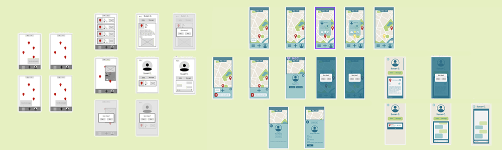 a bunch of small pages of rough draft and final draft designs