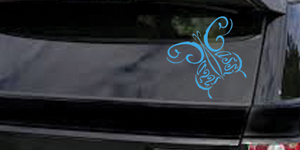decal on car window of the name Cassi shaped into a butterfly
