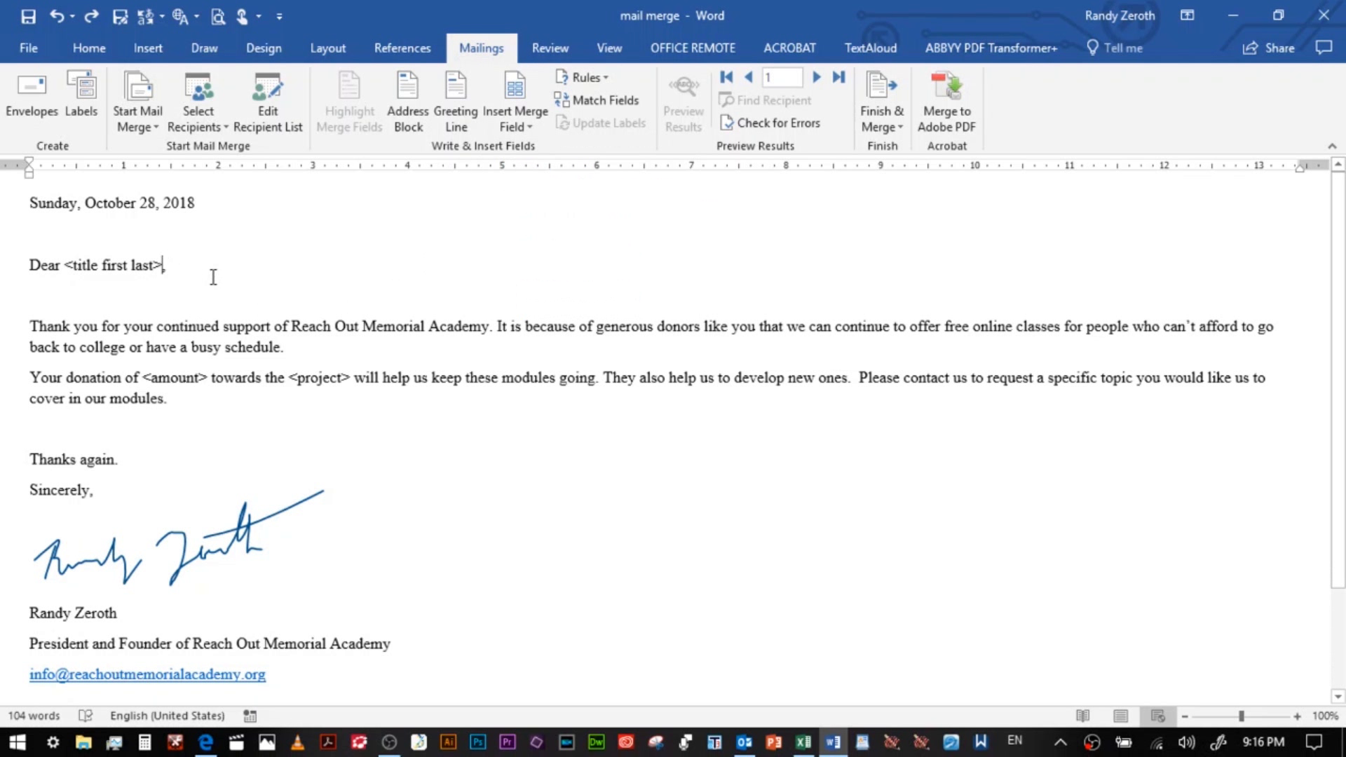 picture of a Word document for mail-merge