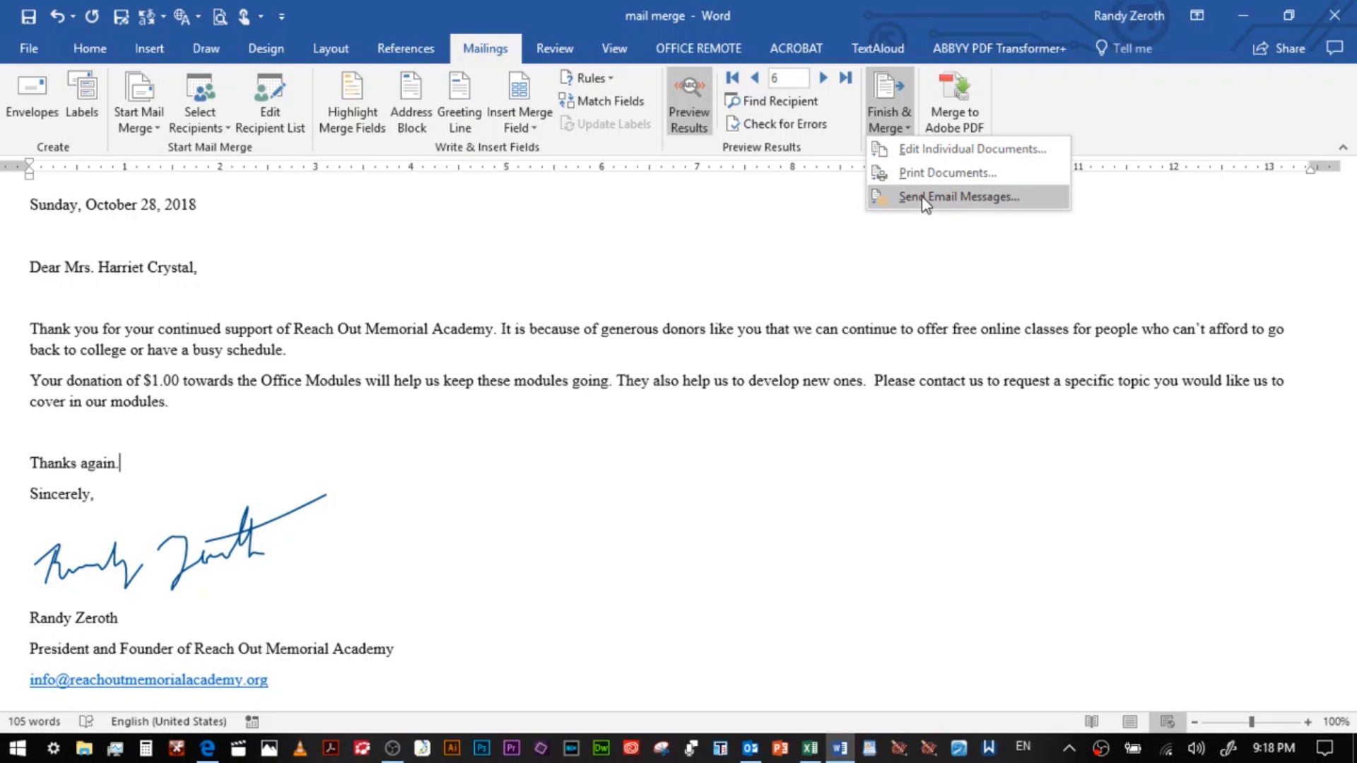 picture of a Word document for mail-merge