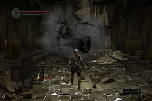 A fight with a large demon